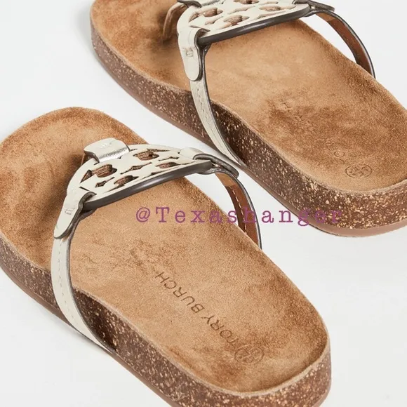 NIB Tory Burch Miller Cloud Sandals Size 9 Spark Gold/Natural