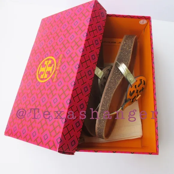 NIB Tory Burch Miller Cloud Sandals Size 9 Spark Gold/Natural