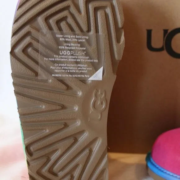 NIB UGG GIRL'S RAINBOW SUEDE‎ SHEARLING BOOTS FUSCHIA PINK PURPLE