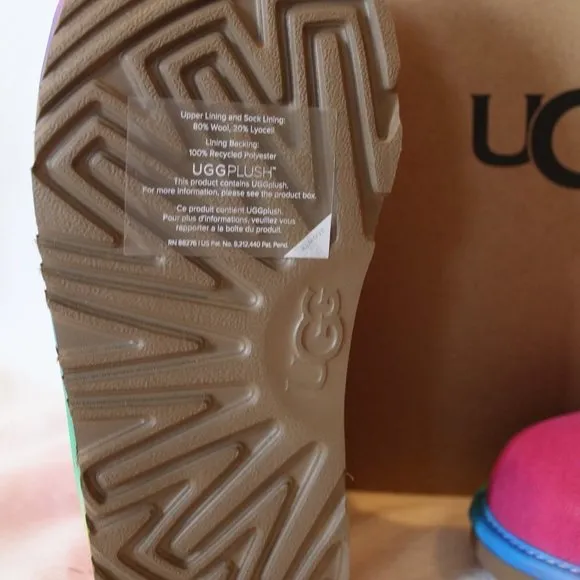 NIB UGG WOMEN'S SUEDE SHEARLING RAINBOW WINTER‎ BOOTS FUSCHIA PINK PURPLE