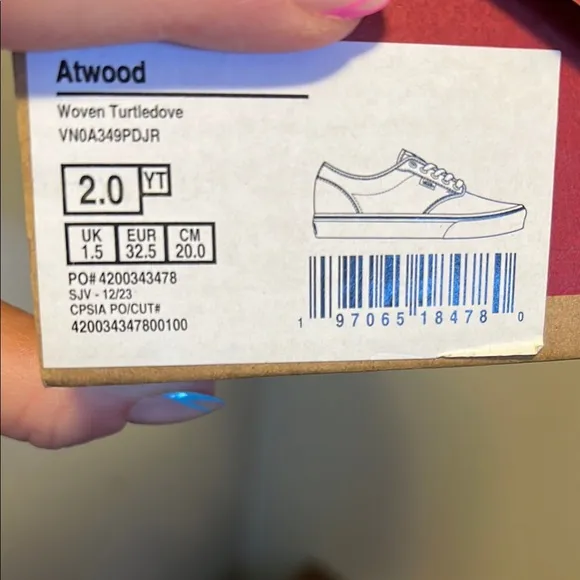 NIB Vans Atwood Woven Turtledove Sneakers Boy's Size 2