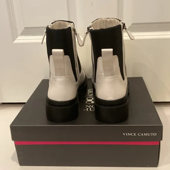 NIB Vince Camuto Kaskona Boots, Size Women’s 8.5, Coconut Cream, Lug sole‎