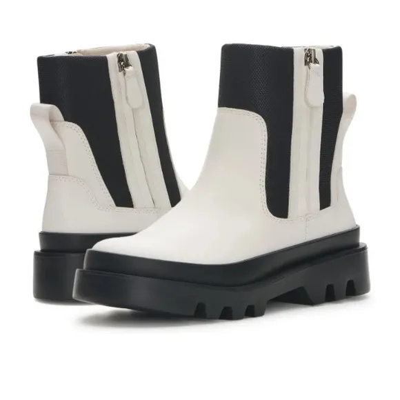 NIB Vince Camuto Kaskona Boots, Size Women’s 8.5, Coconut Cream, Lug sole‎
