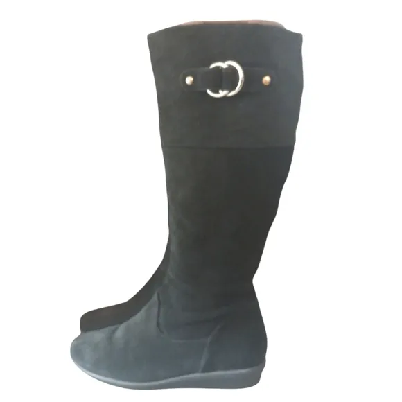 Nike Air Cole Haan Waterproof Black Suede Boots Women's Knee High Boots size 7.5