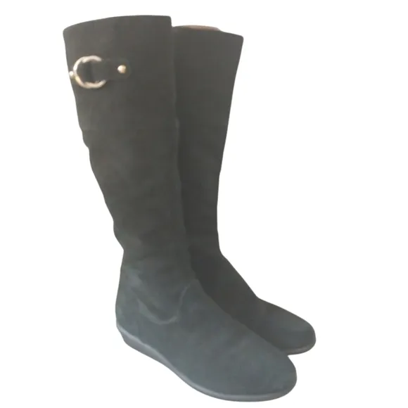 Nike Air Cole Haan Waterproof Black Suede Boots Women's Knee High Boots size 7.5