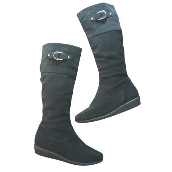 Nike Air Cole Haan Waterproof Black Suede Boots Women's Knee High Boots size 7.5