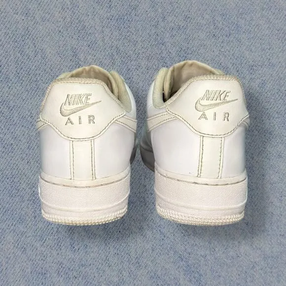 Nike Air Force 1 ’07 White Low-Top Leather Sneakers, Size 8