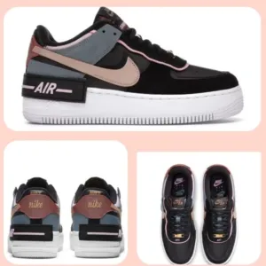 NIKE Air Force 1 &quot;SHADOW&quot; Women's Size 8.5 Black Leather Low Top Sneakers