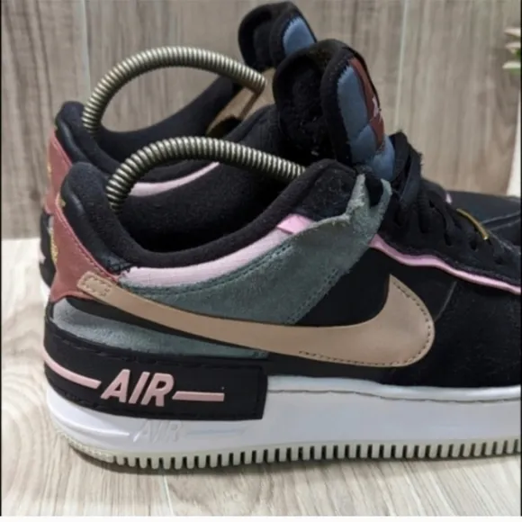 NIKE Air Force 1 &quot;SHADOW&quot; Women's Size 8.5 Black Leather Low Top Sneakers