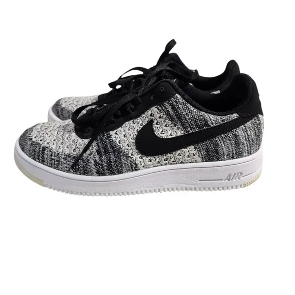 NIKE Air Force 1 Fly Knit 2.0 Black &amp; White Sneakers Men SZ 8.5