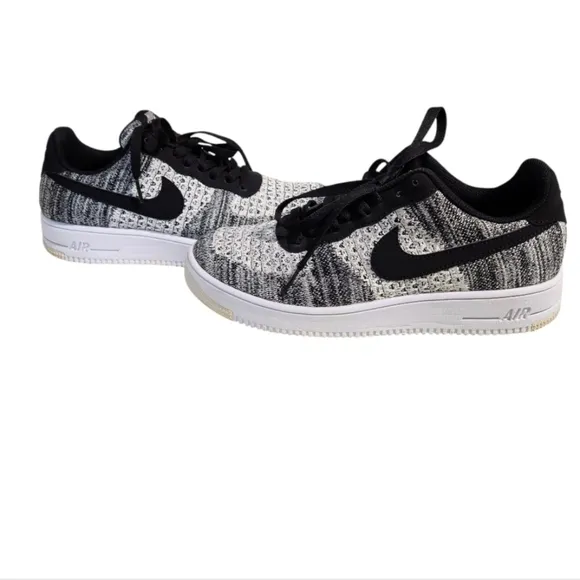 NIKE Air Force 1 Fly Knit 2.0 Black &amp; White Sneakers Men SZ 8.5