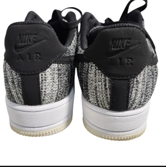 NIKE Air Force 1 Fly Knit 2.0 Black &amp; White Sneakers Men SZ 8.5