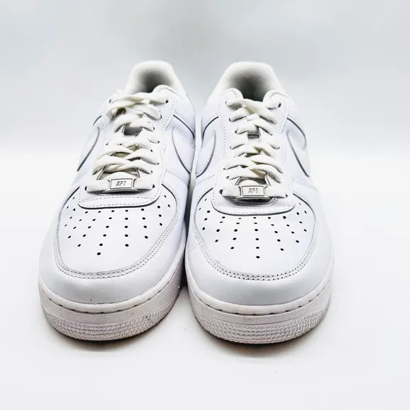 Nike Air Force 1 Mens 10.5 White Leather Low Shoes '07 Casual Trainers Sneakers