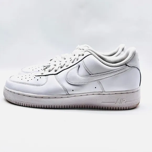 Nike Air Force 1 Mens 10.5 White Leather Low Shoes '07 Casual Trainers Sneakers