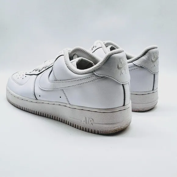 Nike Air Force 1 Mens 10.5 White Leather Low Shoes '07 Casual Trainers Sneakers