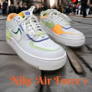 Nike Air Force 1 Shadow Womens Sneakers Sz 7.5 White Leather Multicolor