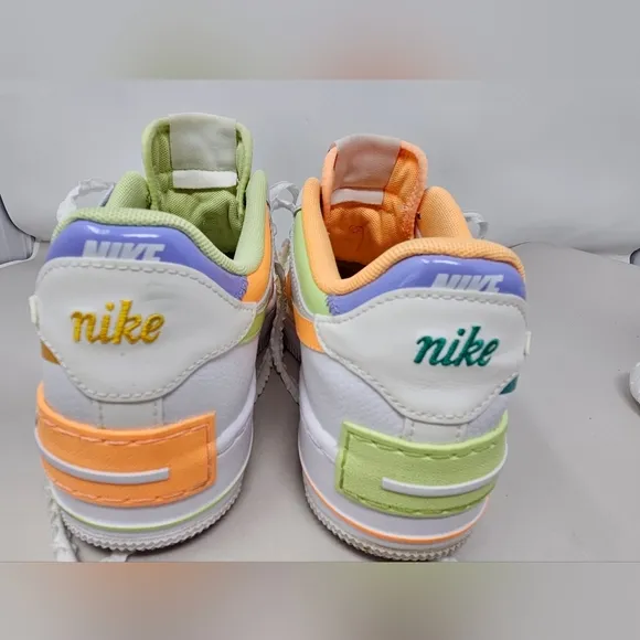 Nike Air Force 1 Shadow Womens Sneakers Sz 7.5 White Leather Multicolor