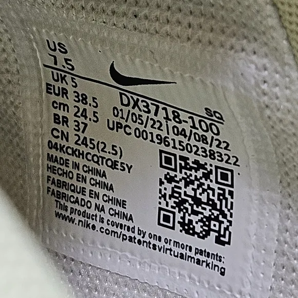 Nike Air Force 1 Shadow Womens Sneakers Sz 7.5 White Leather Multicolor
