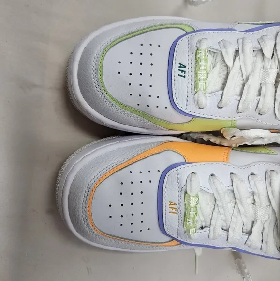 Nike Air Force 1 Shadow Womens Sneakers Sz 7.5 White Leather Multicolor
