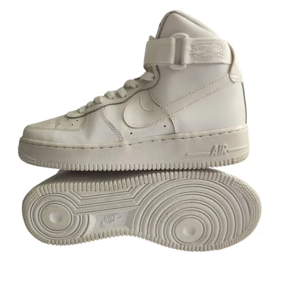 Nike Air Force 1 White High-Top Sneakers Size 6Y Big Kids Boy LE Triple White