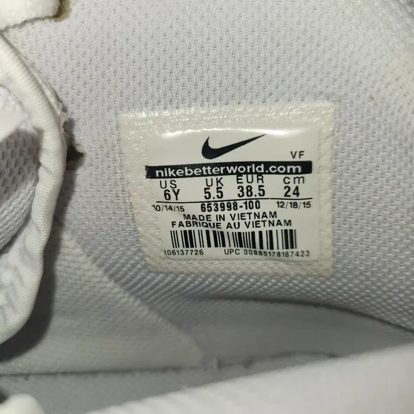 Nike Air Force 1 White High-Top Sneakers Size 6Y Big Kids Boy LE Triple White