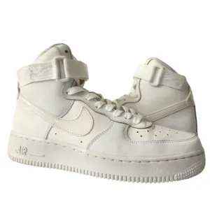 Nike Air Force 1 White High-Top Sneakers Size 6Y Big Kids Boy LE Triple White