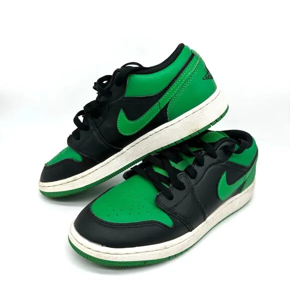 Nike Air Jordan 1 Low Lucky Green 553560-065 Boys Youth Sneakers Size 5.5