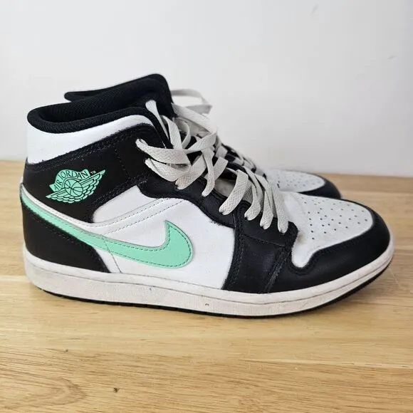 Nike Air Jordan 1‎ Mid Green Glow White Black DQ8426-103 Men's Size 8 Sneakers