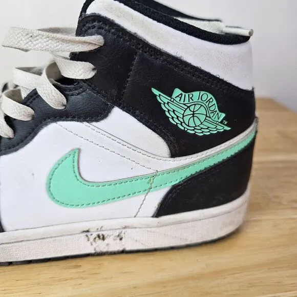 Nike Air Jordan 1‎ Mid Green Glow White Black DQ8426-103 Men's Size 8 Sneakers