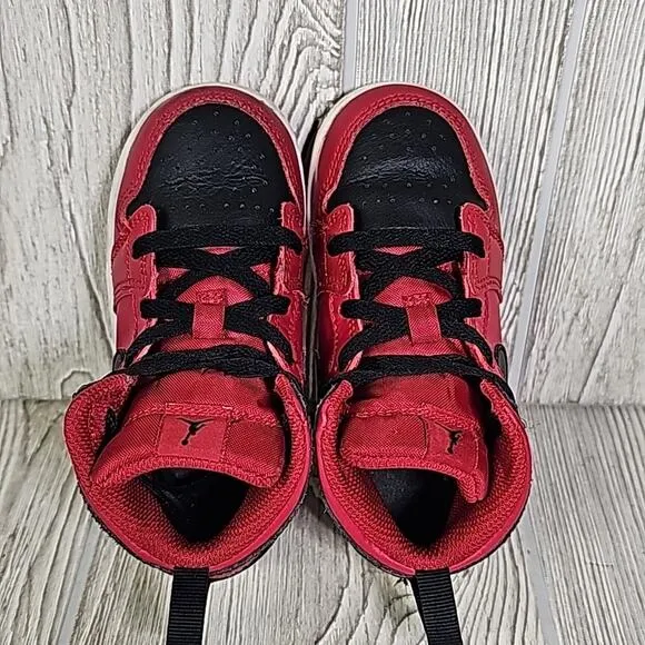 Nike Air Jordan 1 Mid Reverse Bred Sneakers Red/Black Toddler Size 8C