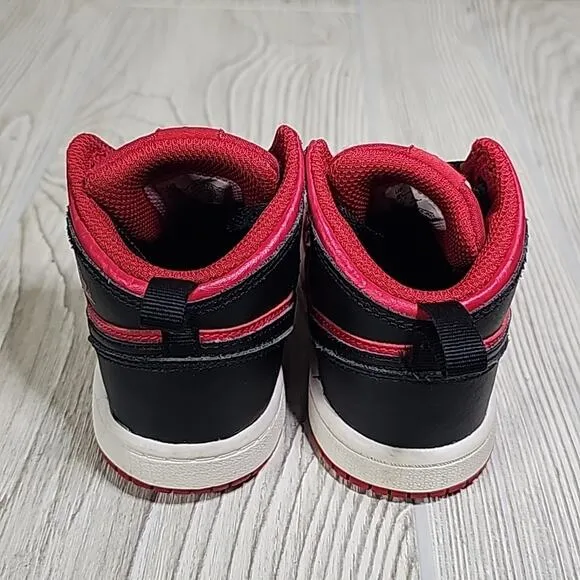 Nike Air Jordan 1 Mid Reverse Bred Sneakers Red/Black Toddler Size 8C