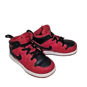 Nike Air Jordan 1 Mid Reverse Bred Sneakers Red/Black Toddler Size 8C