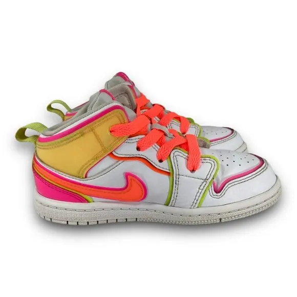 Nike Air Jordan 1 Mid SE Edge Glow TD Sneakers CV4613-100 Multicolor Toddler 10