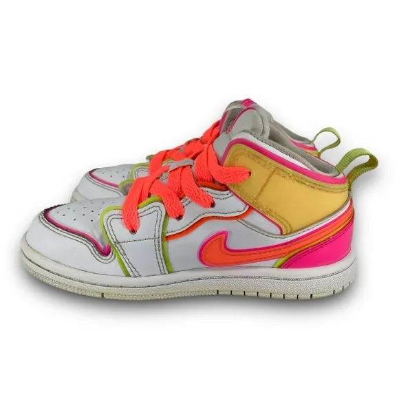 Nike Air Jordan 1 Mid SE Edge Glow TD Sneakers CV4613-100 Multicolor Toddler 10