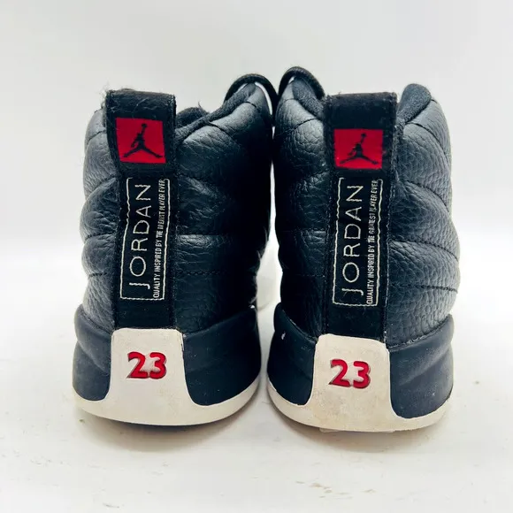 Nike Air Jordan 12 Retro Boys 1.5Y Black White Panda Playoffs Shoes Sneakers