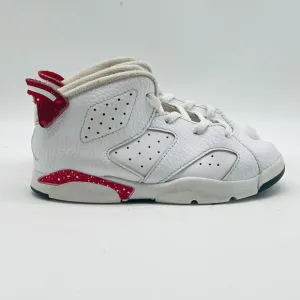 Nike Air Jordan 6 Retro Boys 10C White Red Leather Athletic Shoes Sneakers