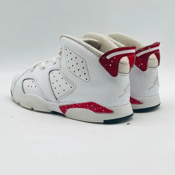 Nike Air Jordan 6 Retro Boys 10C White Red Leather Athletic Shoes Sneakers