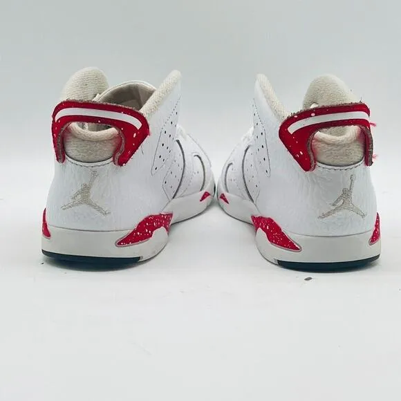 Nike Air Jordan 6 Retro Boys 10C White Red Leather Athletic Shoes Sneakers