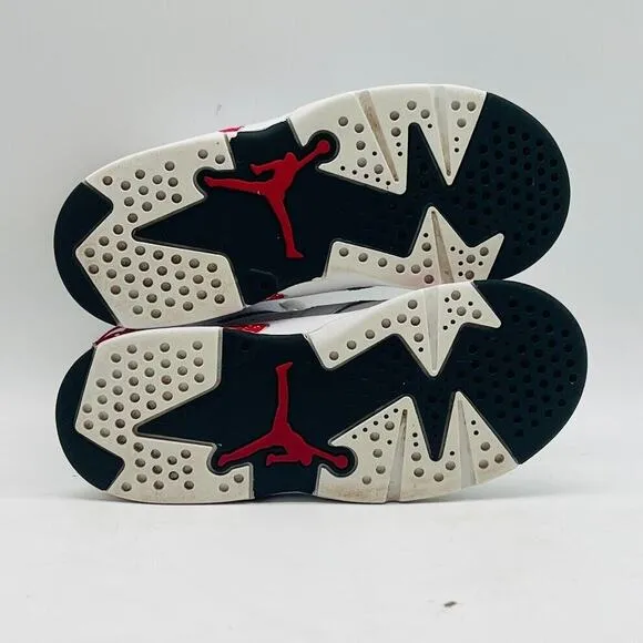 Nike Air Jordan 6 Retro Boys 10C White Red Leather Athletic Shoes Sneakers