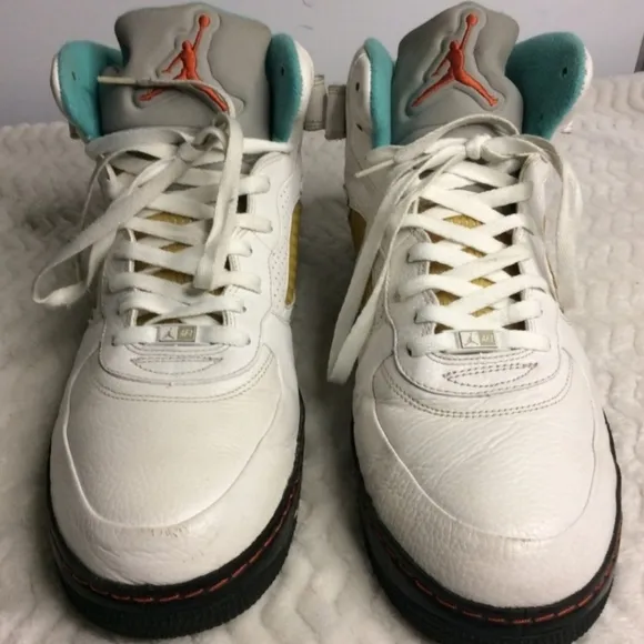 Nike Air Jordan Fusion 5 Men's White Miami Dolphins Colorway High Top Size 14