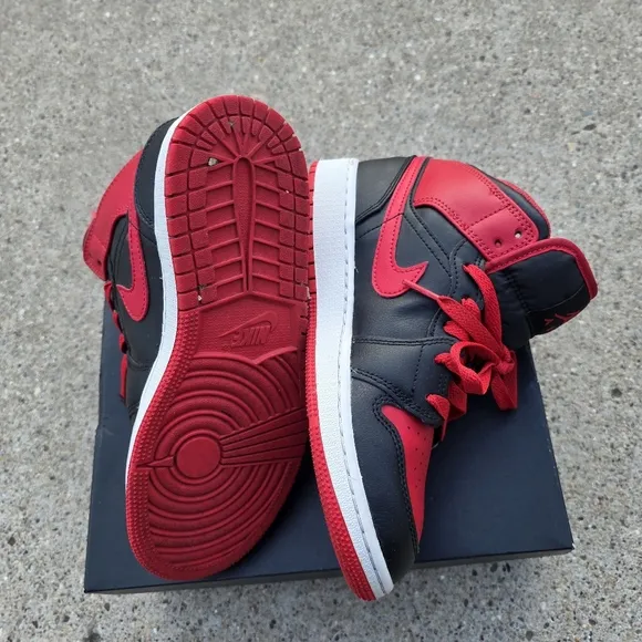 Nike Air Jordan Mid Black and Red Sneakers Youth Unisex 4.5Y