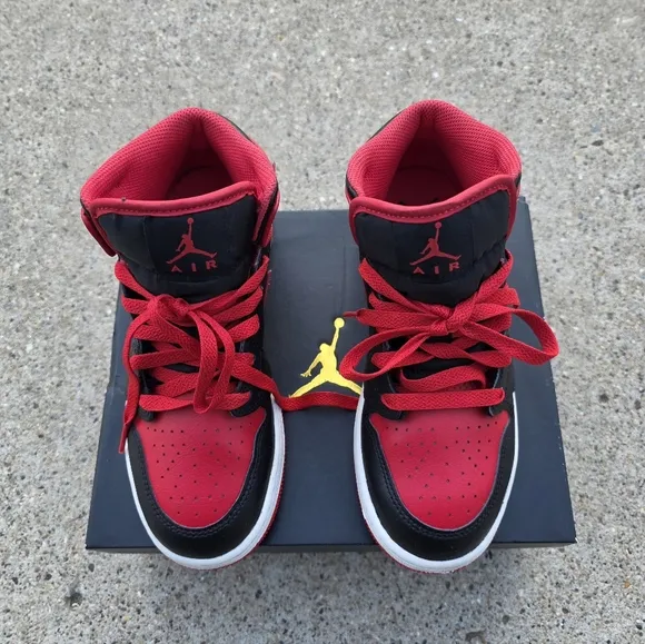 Nike Air Jordan Mid Black and Red Sneakers Youth Unisex 4.5Y