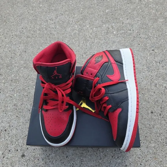 Nike Air Jordan Mid Black and Red Sneakers Youth Unisex 4.5Y