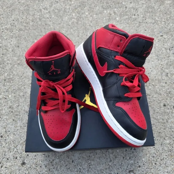 Nike Air Jordan Mid Black and Red Sneakers Youth Unisex 4.5Y