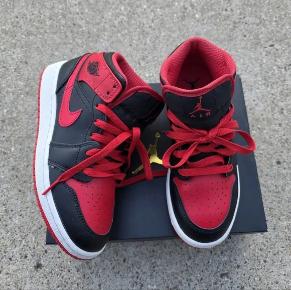 Nike Air Jordan Mid Black and Red Sneakers Youth Unisex 4.5Y