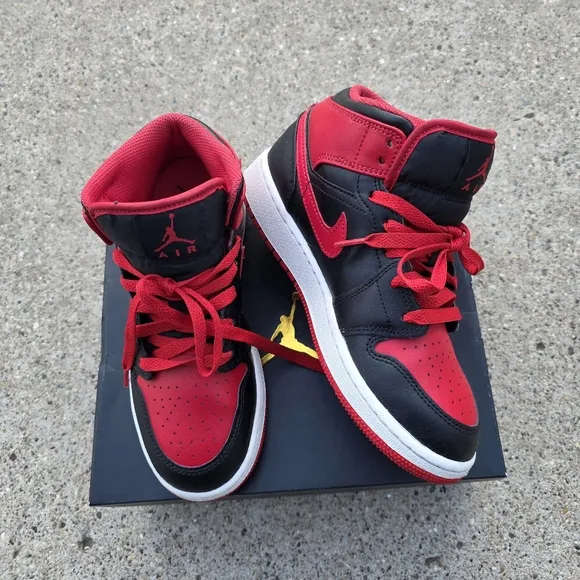 Nike Air Jordan Mid Black and Red Sneakers Youth Unisex 4.5Y