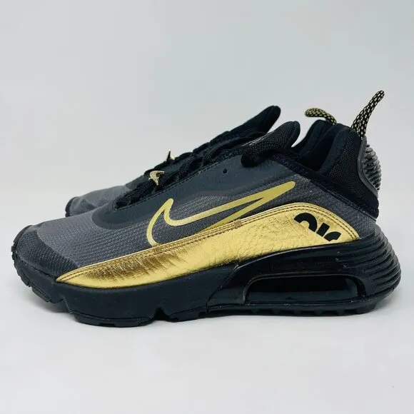 Nike Air Max 2090 Black Metallic Gold Athletic Sneakers DC2191-001 Womens 7.5