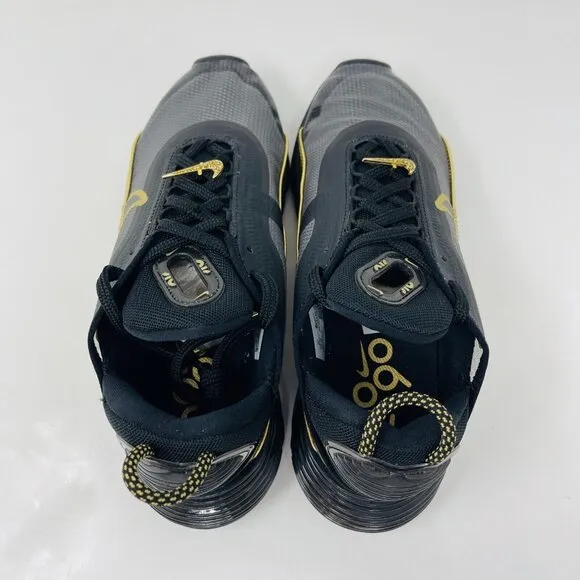Nike Air Max 2090 Black Metallic Gold Athletic Sneakers DC2191-001 Womens 7.5