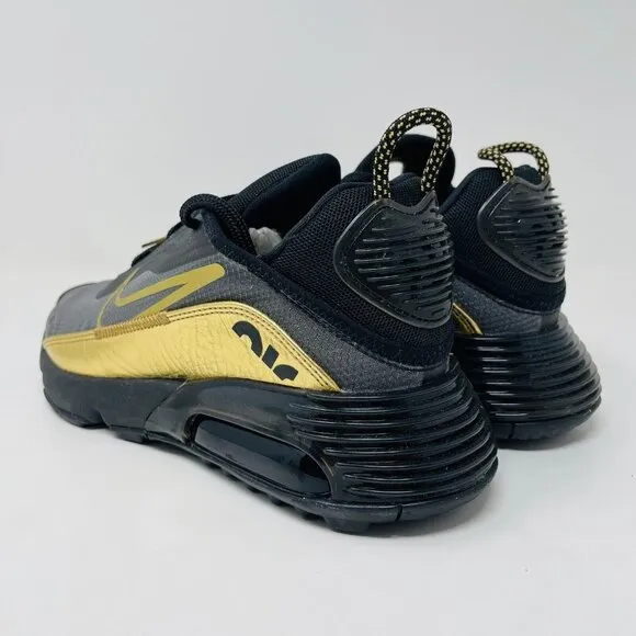Nike Air Max 2090 Black Metallic Gold Athletic Sneakers DC2191-001 Womens 7.5