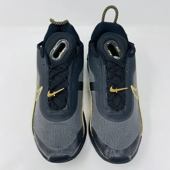 Nike Air Max 2090 Black Metallic Gold Athletic Sneakers DC2191-001 Womens 7.5